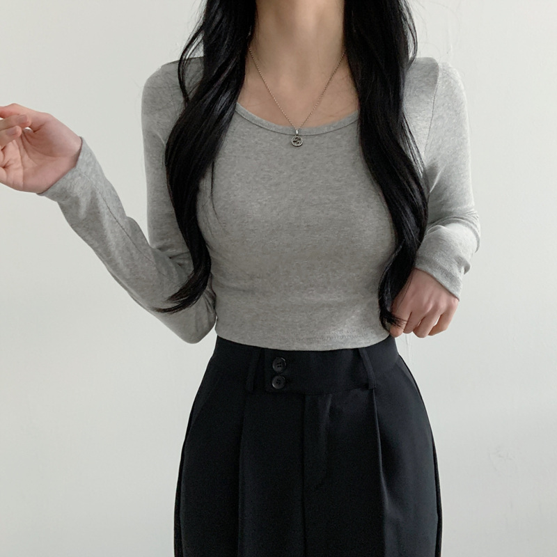 최저가 보장!!! [슬림핏/크롭기장] 군살커버 면 100% 쫀쫀 글램핏 티셔츠 이미지 2