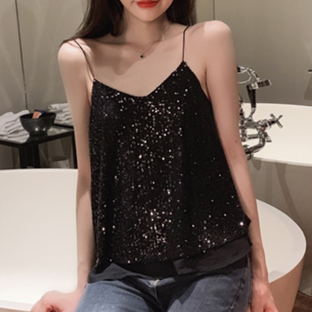 여자 나시 끈 여성 섹시한 예쁜 여름 티셔츠  클럽 룩 해외 여행 파티 복장 코디 스타일 이미지