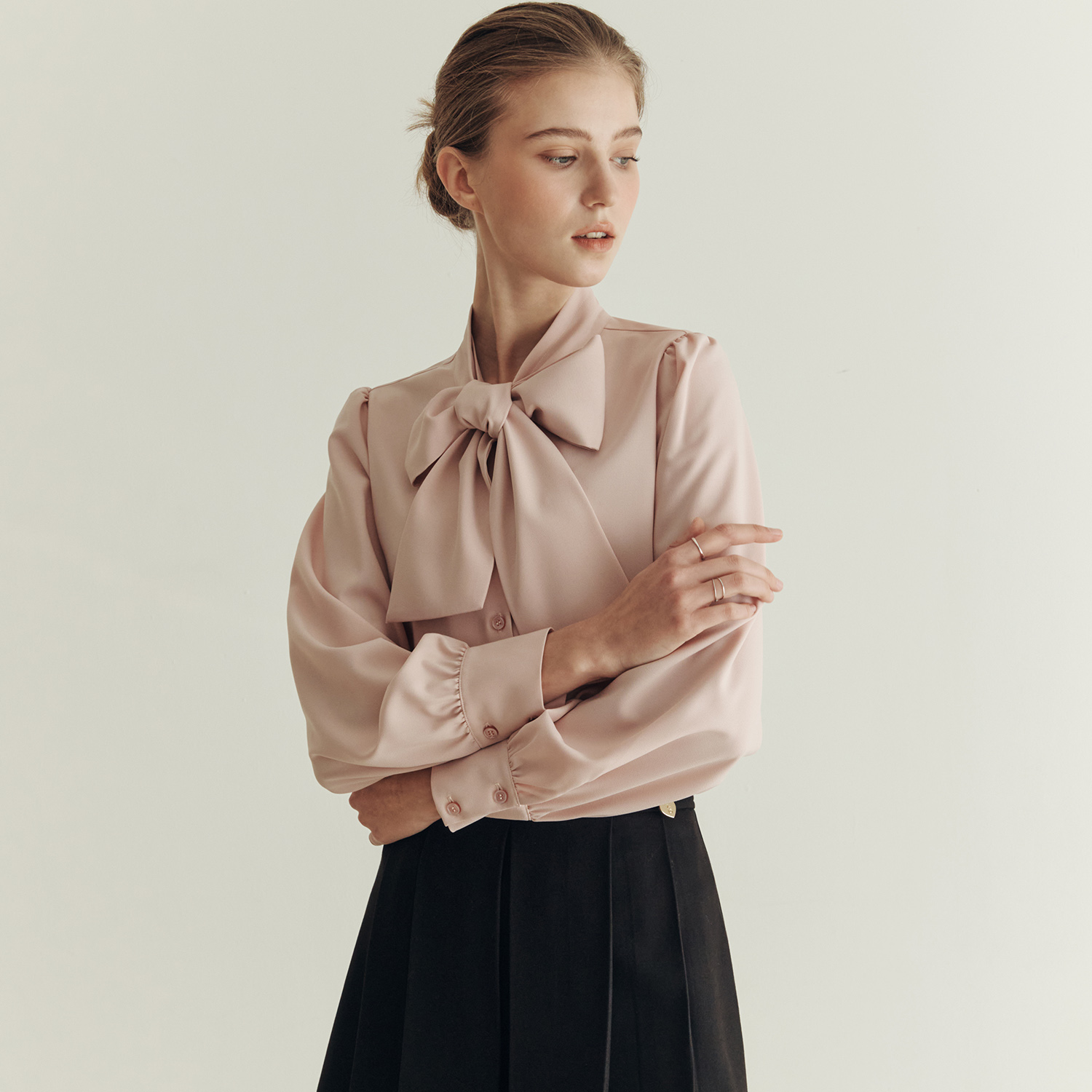 [제로스트릿] 로맨틱 리본 타이 블라우스 ROMANTIC RIBBON TIE BLOUSE / PINK - 상세 이미지 2