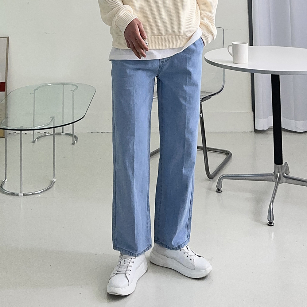 남자와이드청바지 빅사이즈 데님 남성밴딩팬츠 남자청바지 - 상세 이미지 3