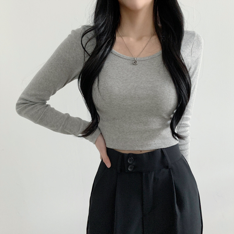 최저가 보장!!! [슬림핏/크롭기장] 군살커버 면 100% 쫀쫀 글램핏 티셔츠 이미지 3