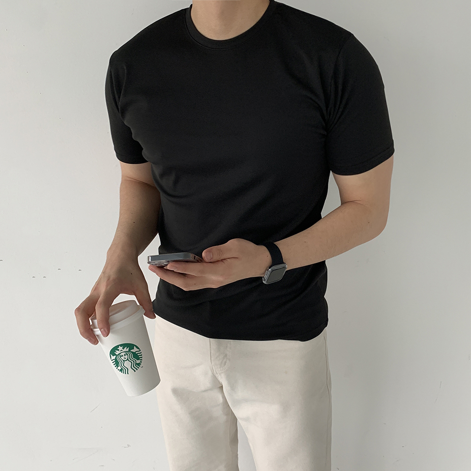 1+1 무지머슬핏 남자흰티 헬스반팔 헬창옷 기능성머슬핏 이미지 2