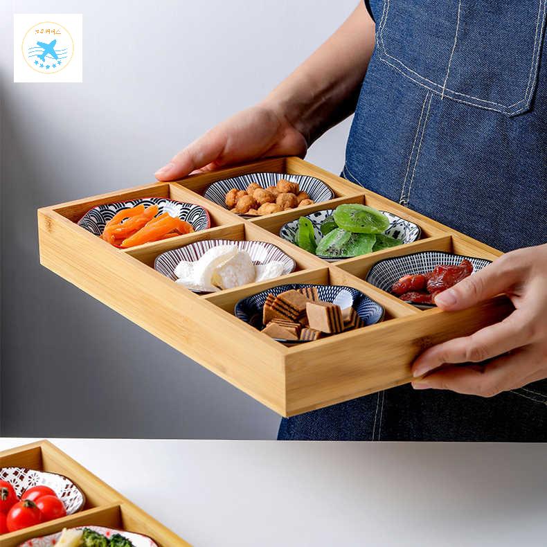 구절판 반찬접시 업소용 고바찌 일본 우드 일식 접시 나무그릇 - 상세 이미지 2