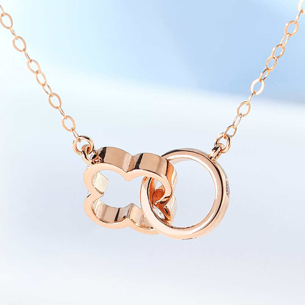 18K 에뚜알 182 더블링 목걸이 펜던트 일체형 링목걸이 여자 선물 +쇼핑백 - 상세 이미지 4