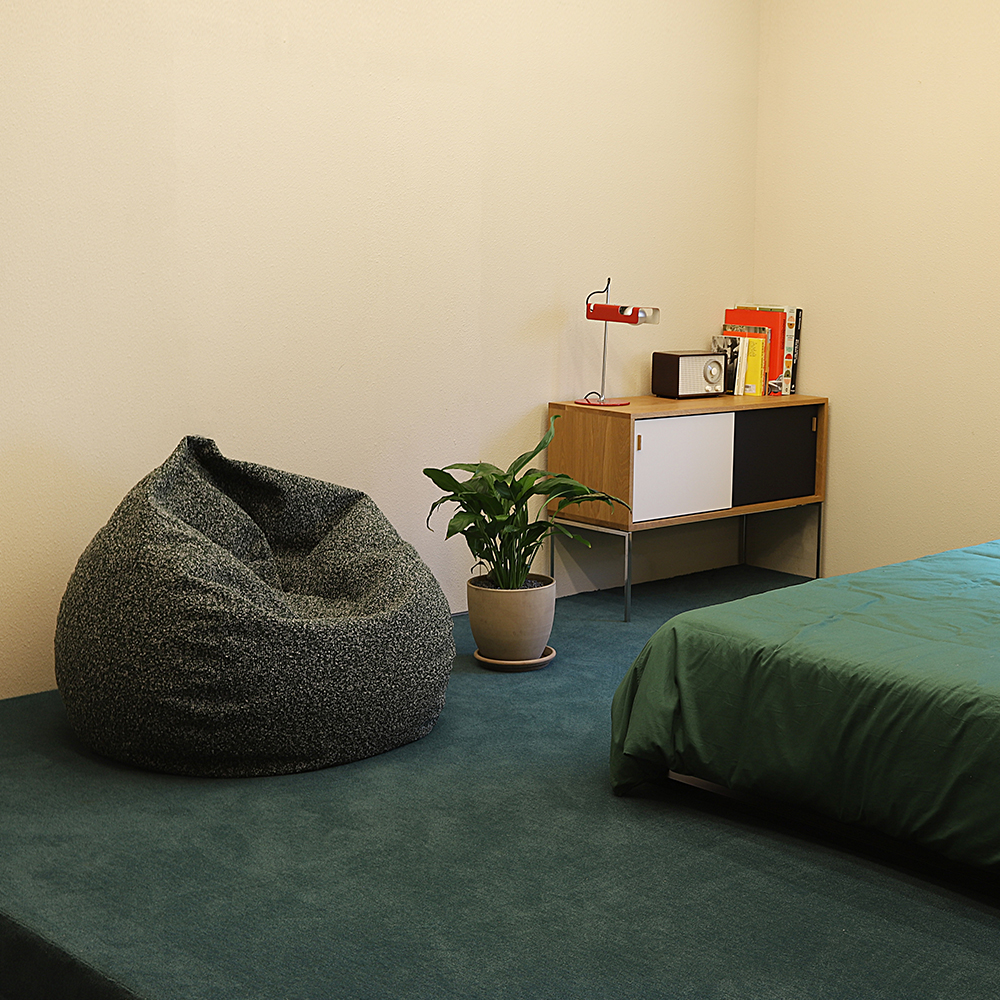 국내제작 빈즈 카키 세미 부클레 패브릭 인테리어 1인용 빈백 소파 쿠션 의자 CL503