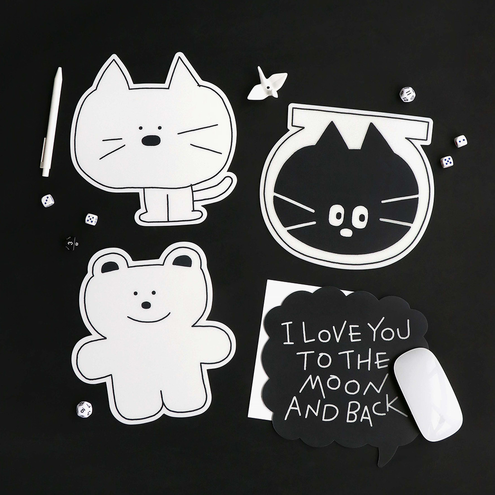 아이코닉 두들 마우스패드 01-04 (휴대용 귀여운 캐릭터 데스크)White cat - 상세 이미지 3
