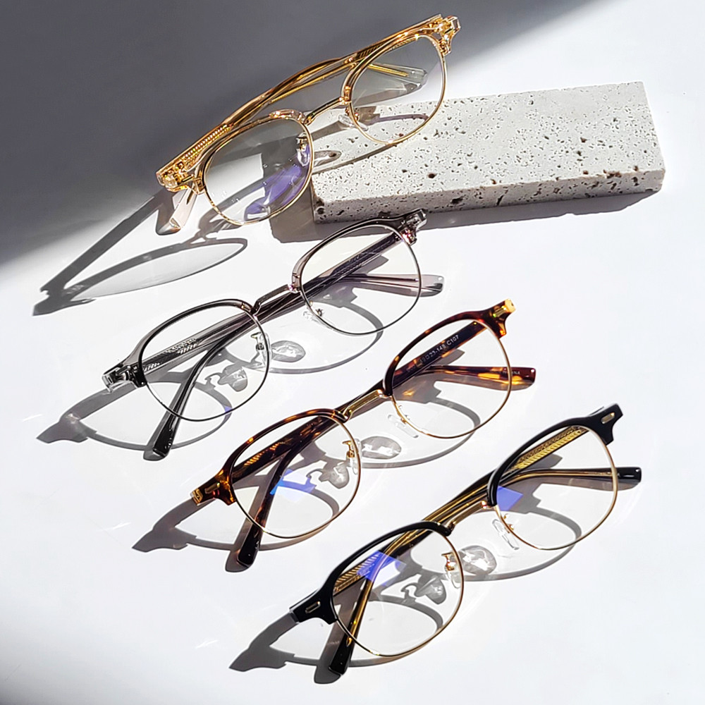 블루라이트 차단 안경 다각형 사각 안경테 투명 하금테 반테 뿔테 자외선 가벼운