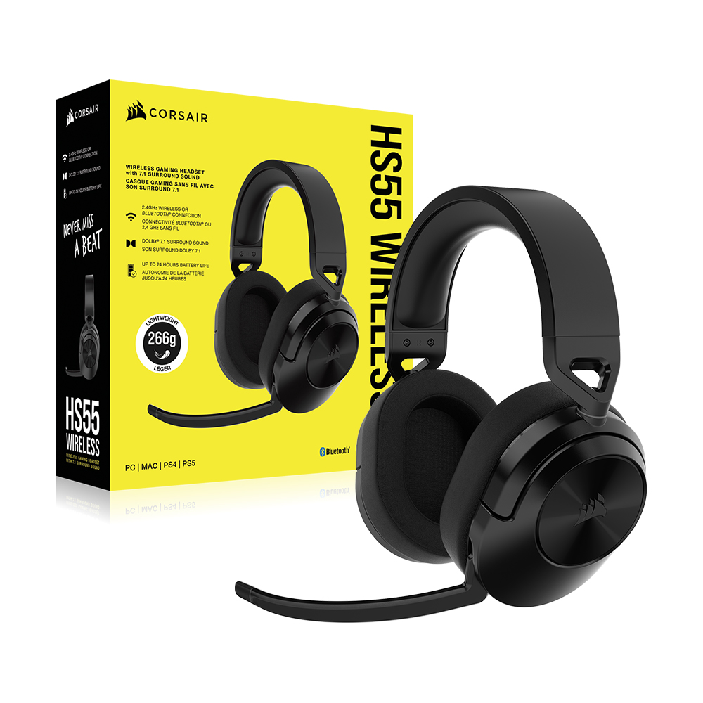 커세어 HS55 WIRELESS 블루투스 게이밍 헤드셋 블랙 헤드셋 거치대 에디션 - 상세 이미지 4