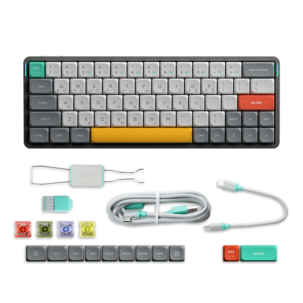 NUPHY AIR60 V2 기계식키보드 블루투스 무선 유선 슬림 미니 루나 그레이, 갈축 - 상세 이미지 5