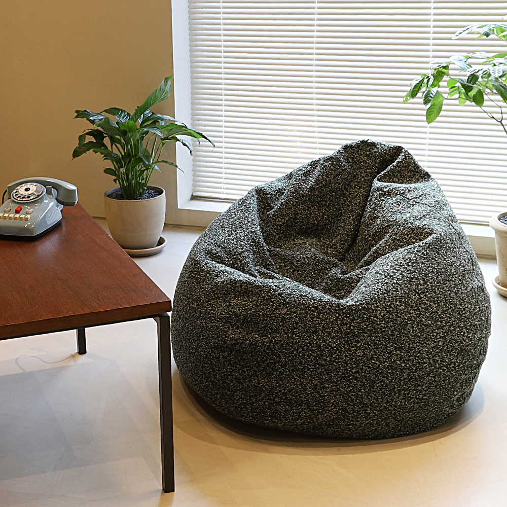 국내제작 빈즈 카키 세미 부클레 패브릭 인테리어 1인용 빈백 소파 쿠션 의자 CL503