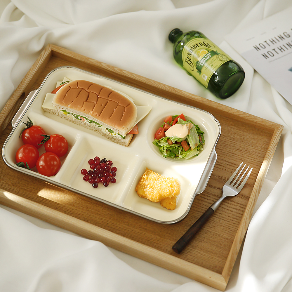 실버라인 다이어트 도자기 식판 성인 어른 나눔 브런치 세라믹 가정용 식판 5칸