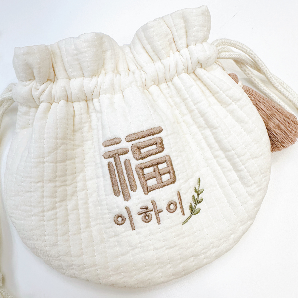 (태슬포함) 자수 용돈주머니 용돈가방 아기 복주머니 명절 설 추석 선물 세뱃돈 양면가능 이미지 7