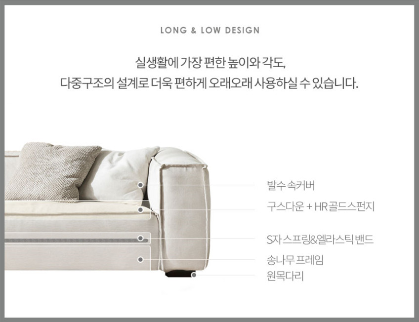 두모 스타일클린 워셔블 풀커버링 패브릭소파 BS3075 스툴미포함, 아이보리, 3인용 판매처 상세 정보 이미지 2