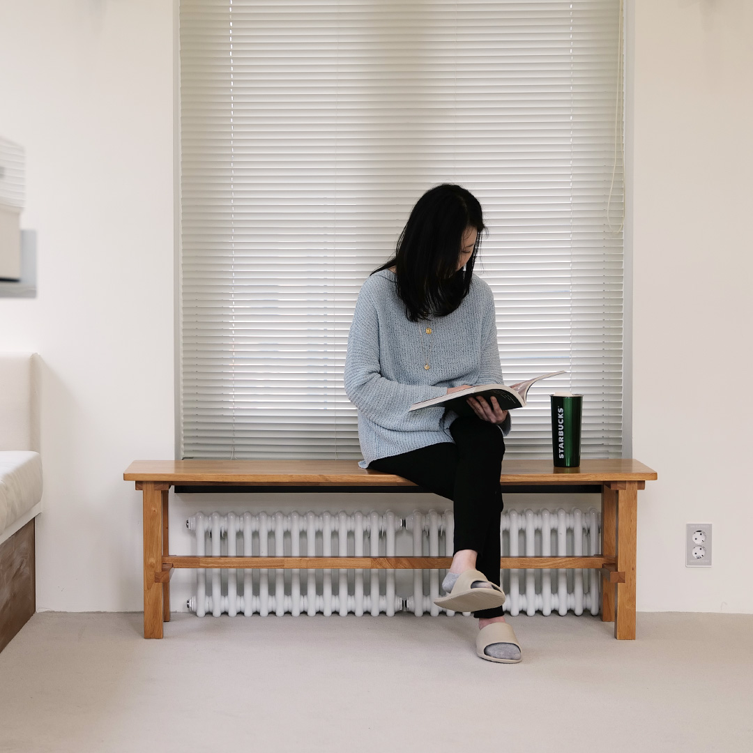 자야캠핑 오울루 카페 식탁 원목 벤치 1400