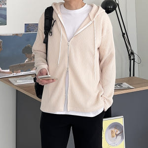 남자후드집업 오버핏 골지 커플맨투맨 남자후드티 착용 후기 | 사이즈/핏 총정리 - 상품 이미지 1