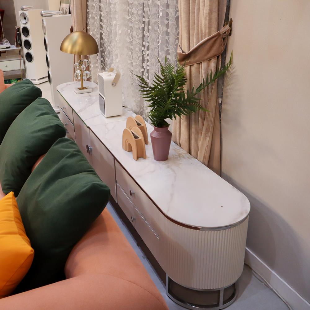 [방문설치] 이레나 세라믹 스테인레스 2단 거실장 2800x400x480mm, 스카이블루