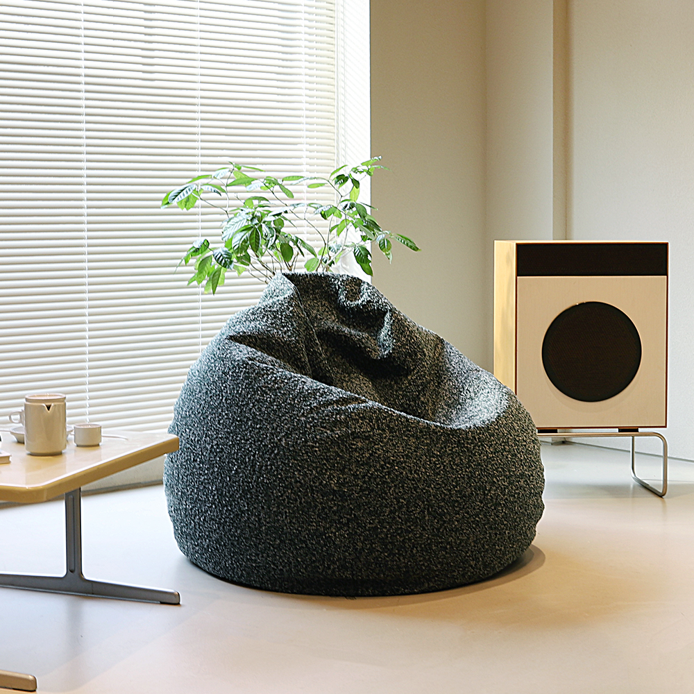 국내제작 빈즈 카키 세미 부클레 패브릭 인테리어 1인용 빈백 소파 쿠션 의자 CL503