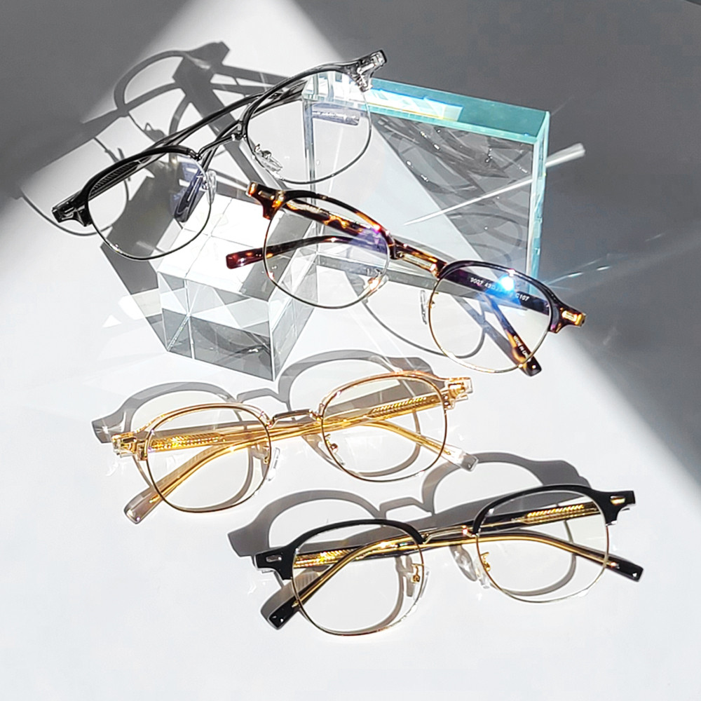 블루라이트 차단 안경 다각형 사각 안경테 투명 하금테 반테 뿔테 자외선 가벼운