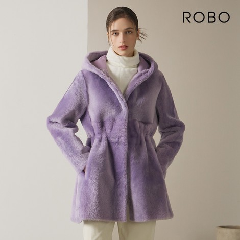 [로보] 스페인 라도마社 리버시블 스트링 후드 무스탕 코트 CSC23D109