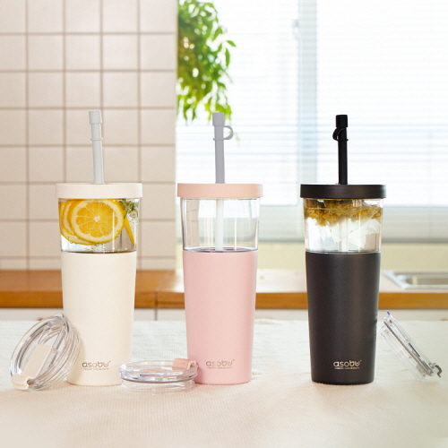 아소부 빨대텀블러 앤 스테인레스컵 2IN1 마리나 845ml - 상세 이미지 2