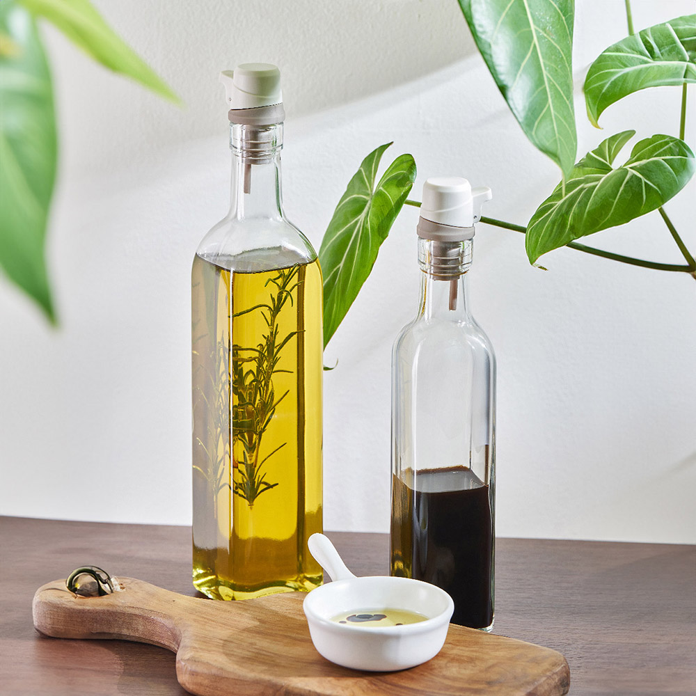 아트웨어 사각큐비 유리 원터치 소스병 실리콘 노즐 오일병 2P세트 250ml / 500ml - 메인 이미지