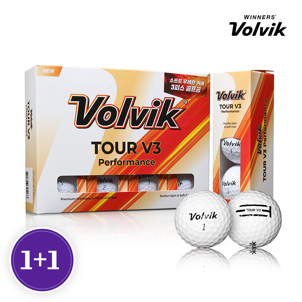 [1+1]볼빅 투어 V3 퍼포먼스 우레탄 골프공 3피스