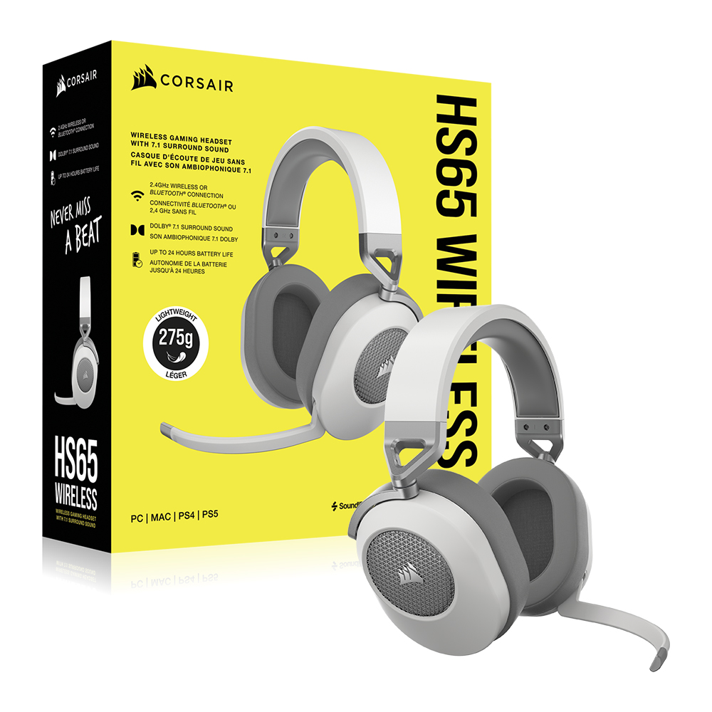 커세어 HS65 WIRELESS 7.1채널 게이밍 헤드셋 화이트 - 상세 이미지 4