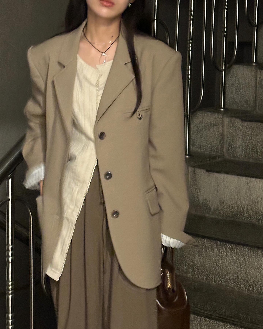 빈더 여성 오버핏 루즈핏 정장 블레이저 자켓 이미지 3