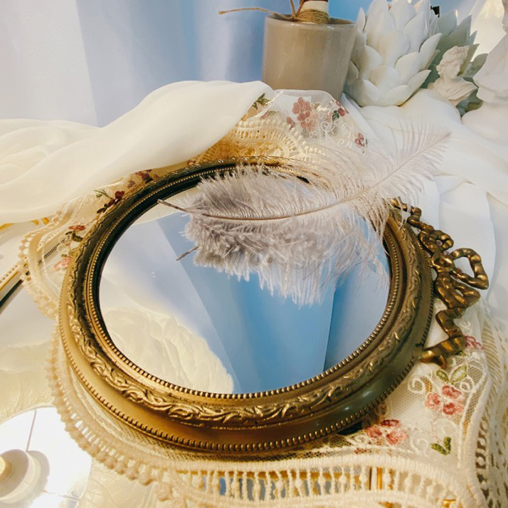 아미띠에 엔틱 앤틱 탁상 스탠드 신주 골드 빈티지 원형 공주 거울 - 상세 이미지 4