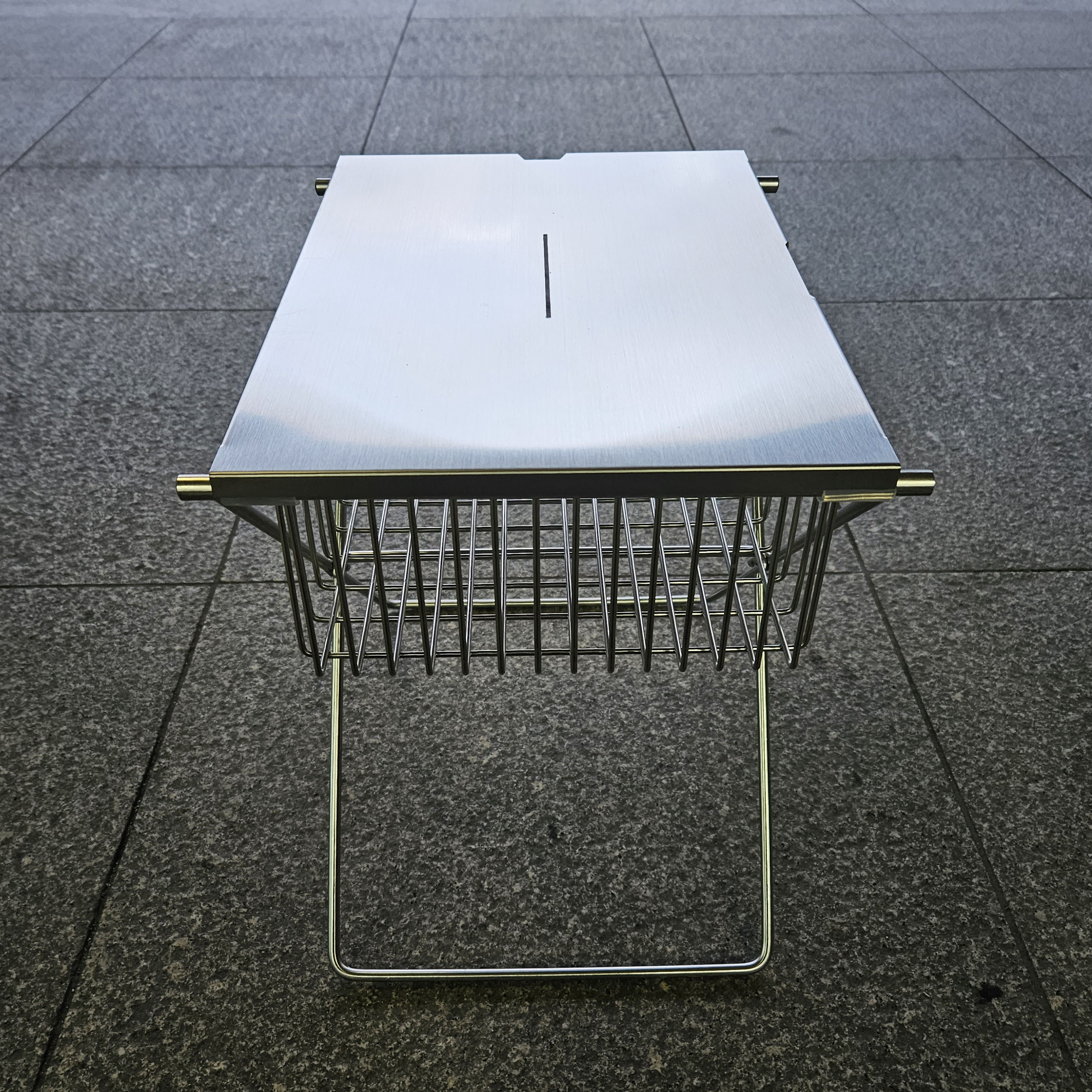 카마포스 엑스 레그 숏 실버 스텐 IGT 테이블 미니멀 사이드 바스켓 호환 플랫버너 거치 이미지 4