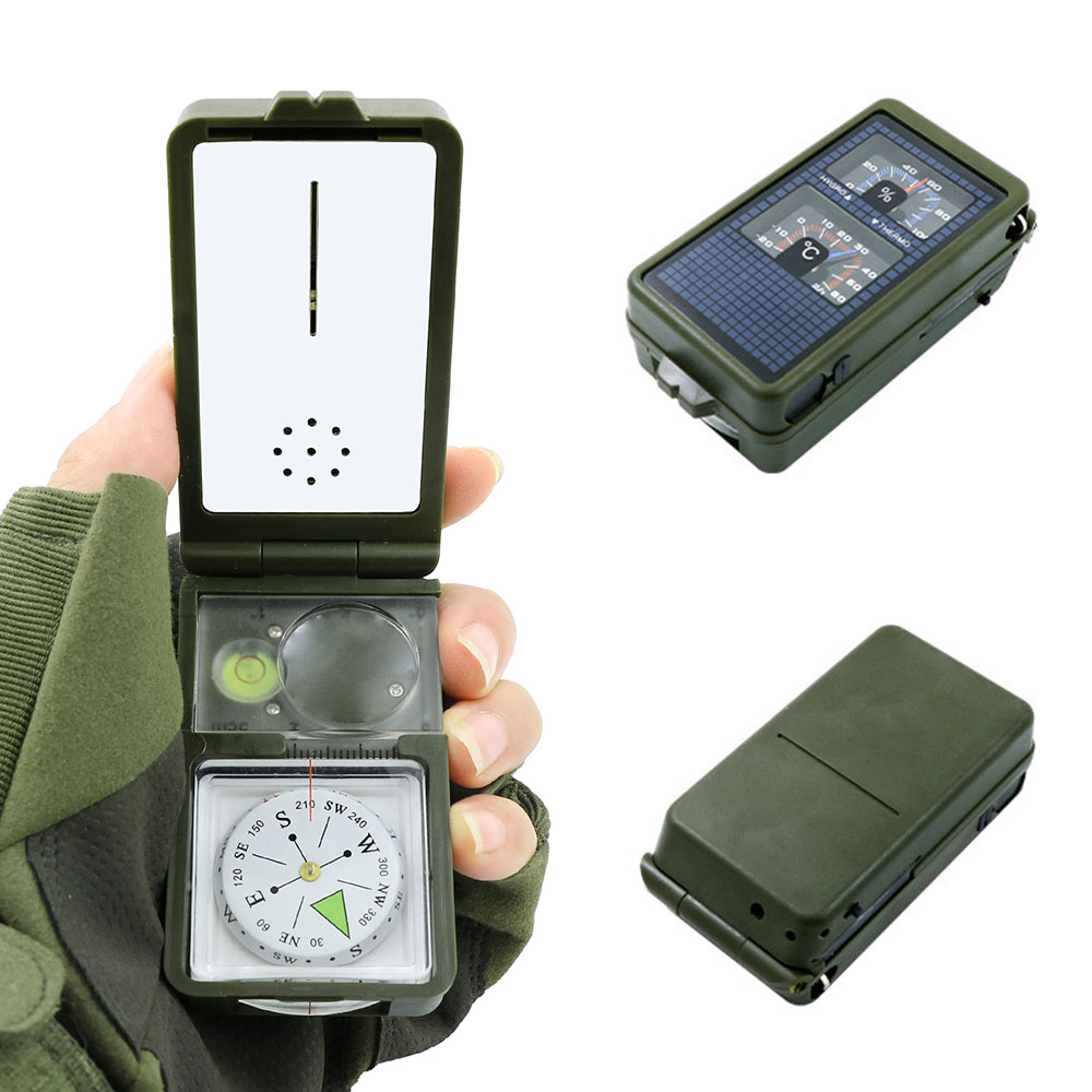 휴대용 등산 야외 스포츠 캠핑 온도계 습도계 나침반 수평계 확대경 파이어 스틱 스타터 LED 후레쉬 호루라기 밀리터리 군인 군용 생존 키트 용품