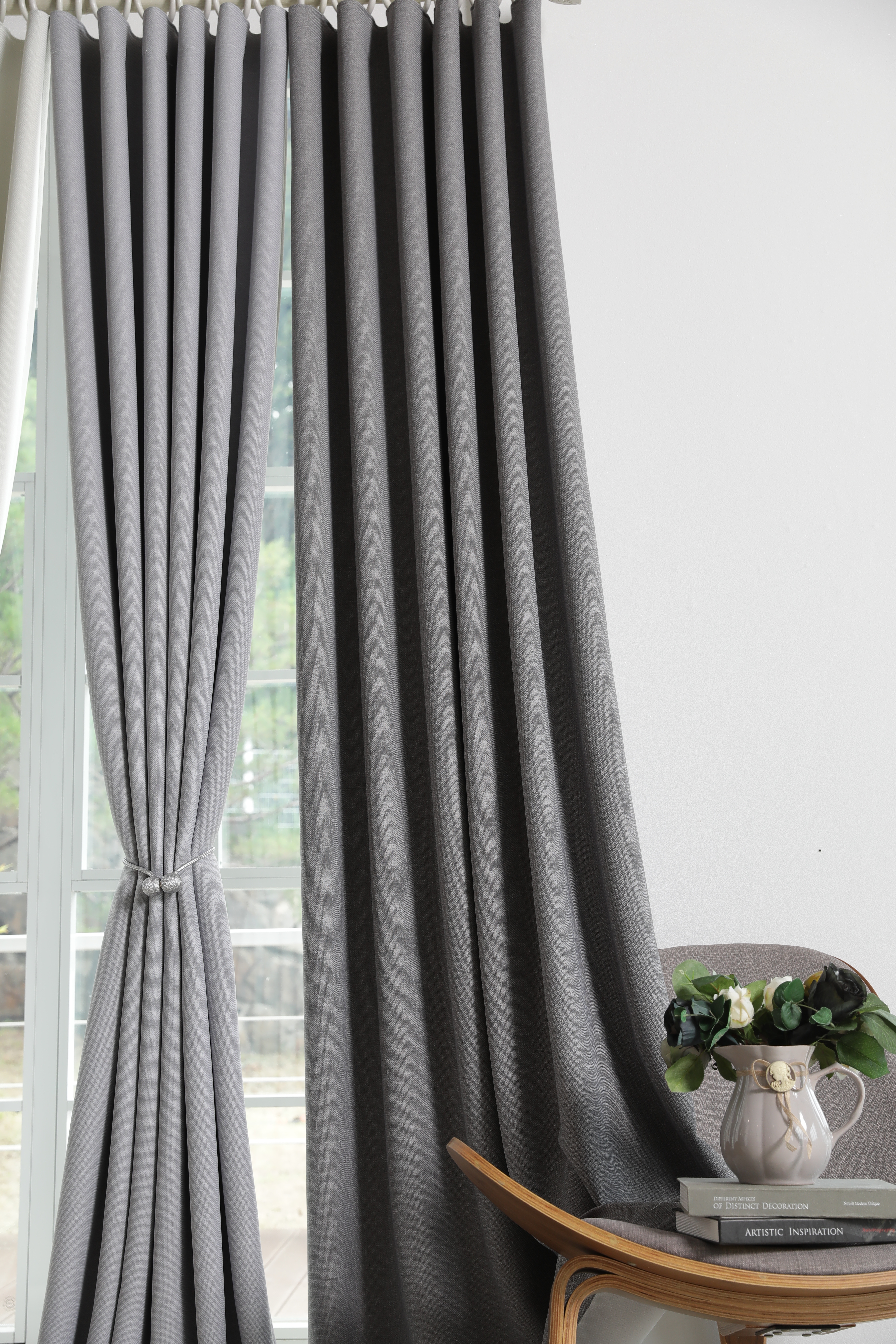 아르일랑 일상 암막 커튼 빛차단율 80% 형상기억 가공 1cm 나비주름 타입 항균 댄디스