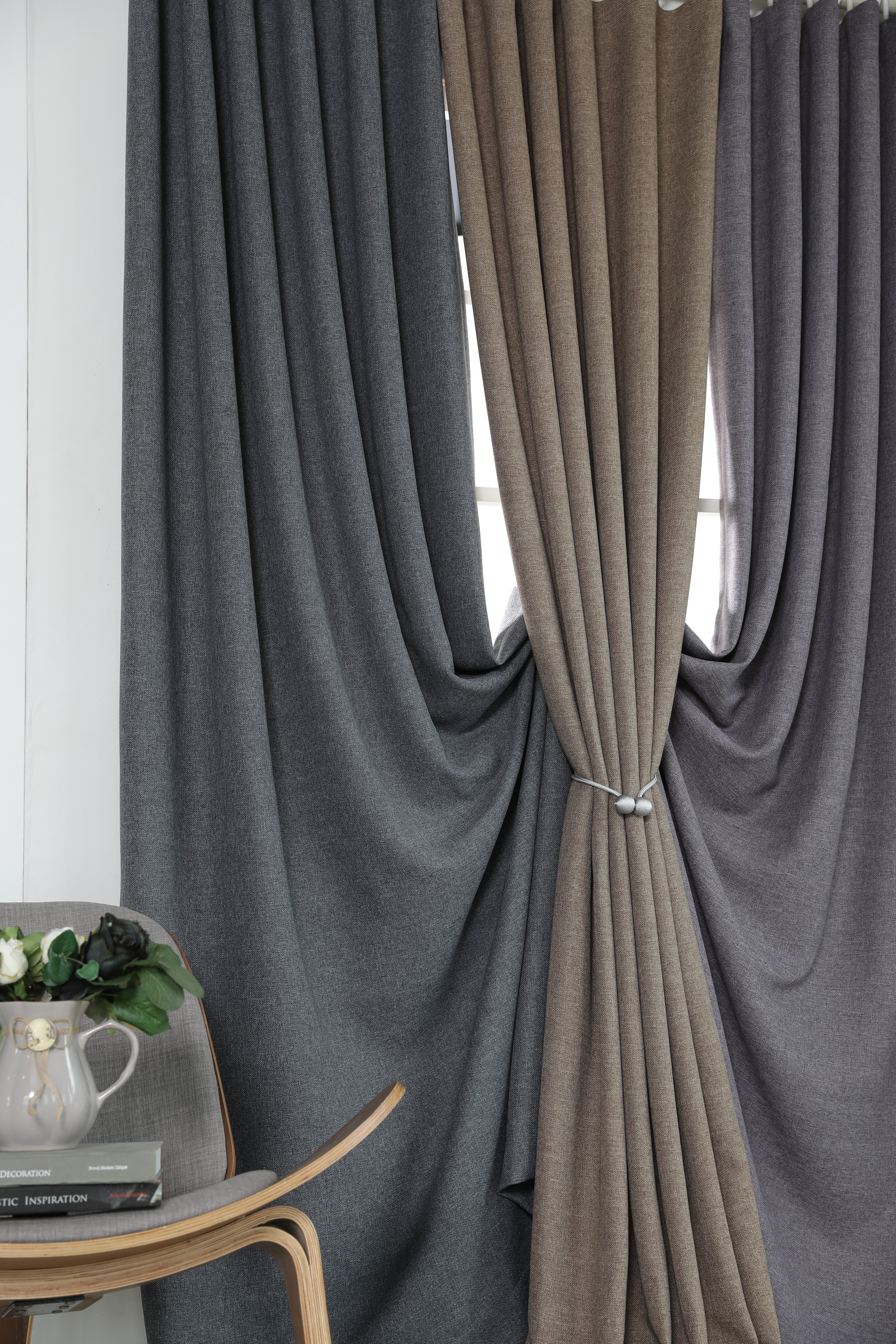 아르일랑 일상 암막 커튼 빛차단율 80% 형상기억 가공 1cm 나비주름 타입 항균 댄디스