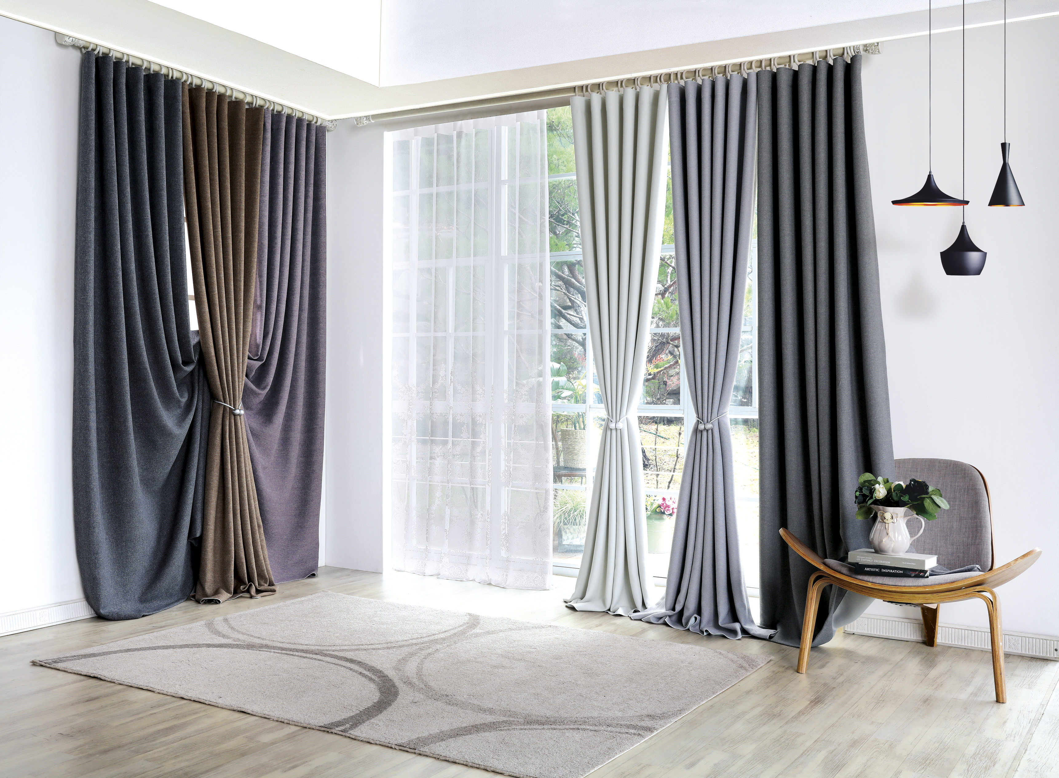 아르일랑 일상 암막 커튼 빛차단율 80% 형상기억 가공 1cm 나비주름 타입 항균 댄디스