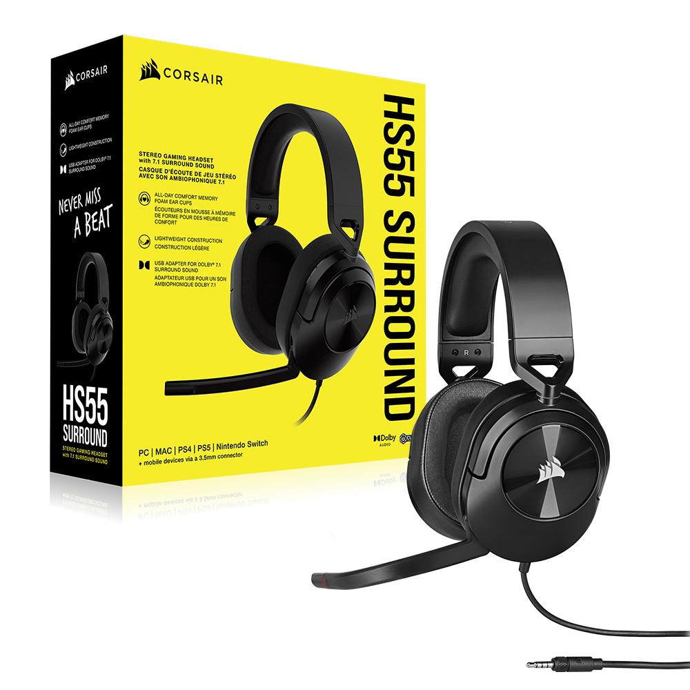 커세어 HS55 SURROUND 7.1채널 게이밍 헤드셋 블랙 - 상세 이미지 4