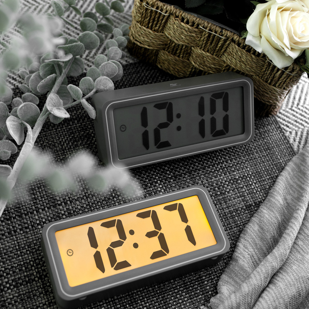 바나나공방 차콜 라인 LCD 타이머 온도 디지털 시계(대) - 메인 이미지
