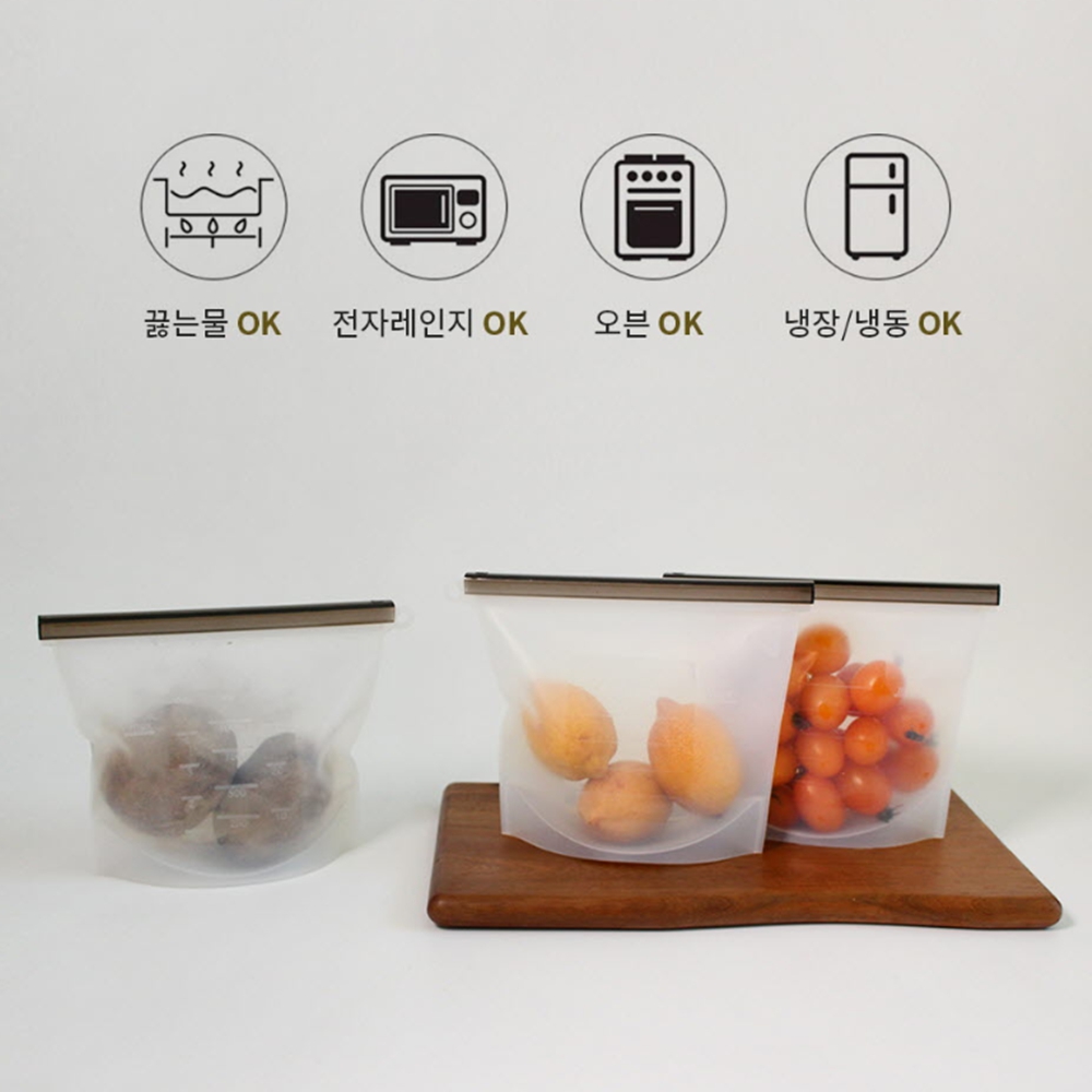 실리콘지퍼팩 1+1 실리콘 푸드백 스탠딩 다회용 - 상세 이미지 3