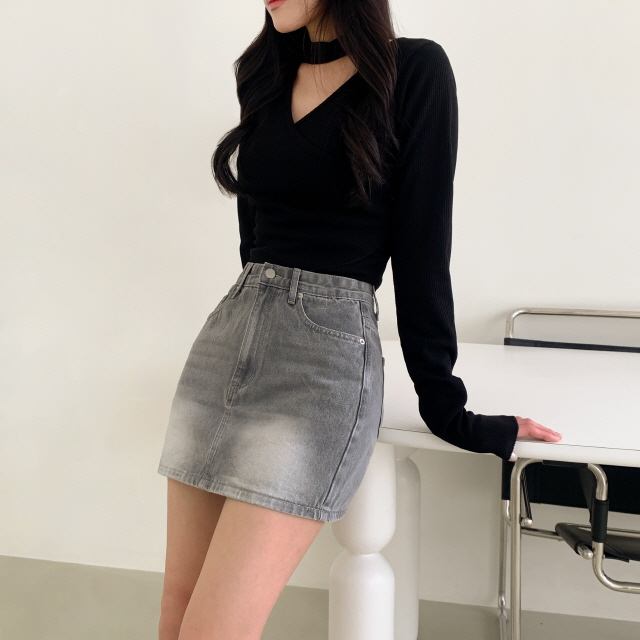 [2기장/힙무드] 퍼스트 젠지룩 봄 브러쉬 데님 y2k 청치마 숏 워싱 미니 스커트 상세 이미지 38