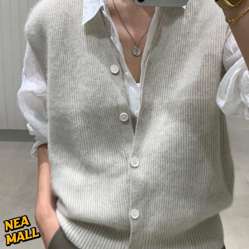 브이넥베스트 봄 단추니트조끼 가을 여성니트조끼