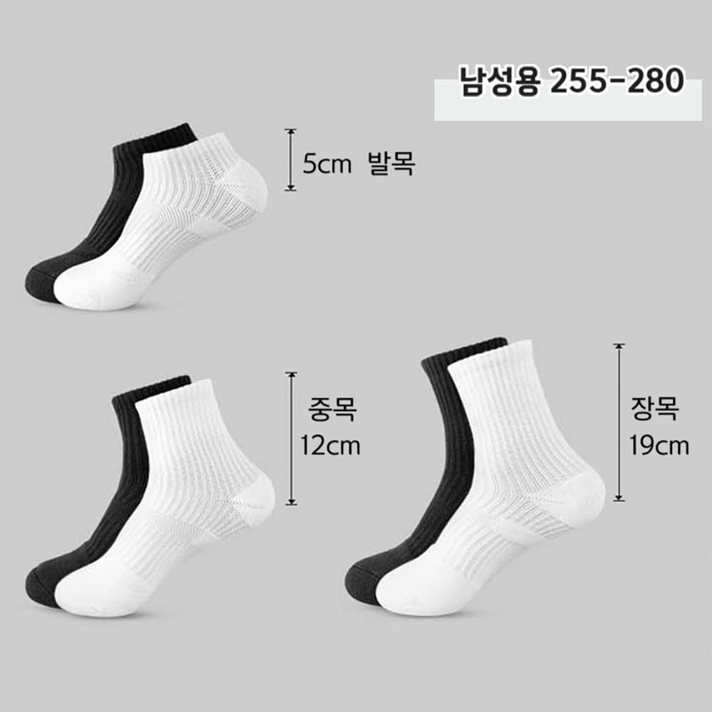 남자양말 프로 두꺼운 쿠션 땀흡수 장목 중목 단목 면 발목 흰 양말 - 상세 이미지 2