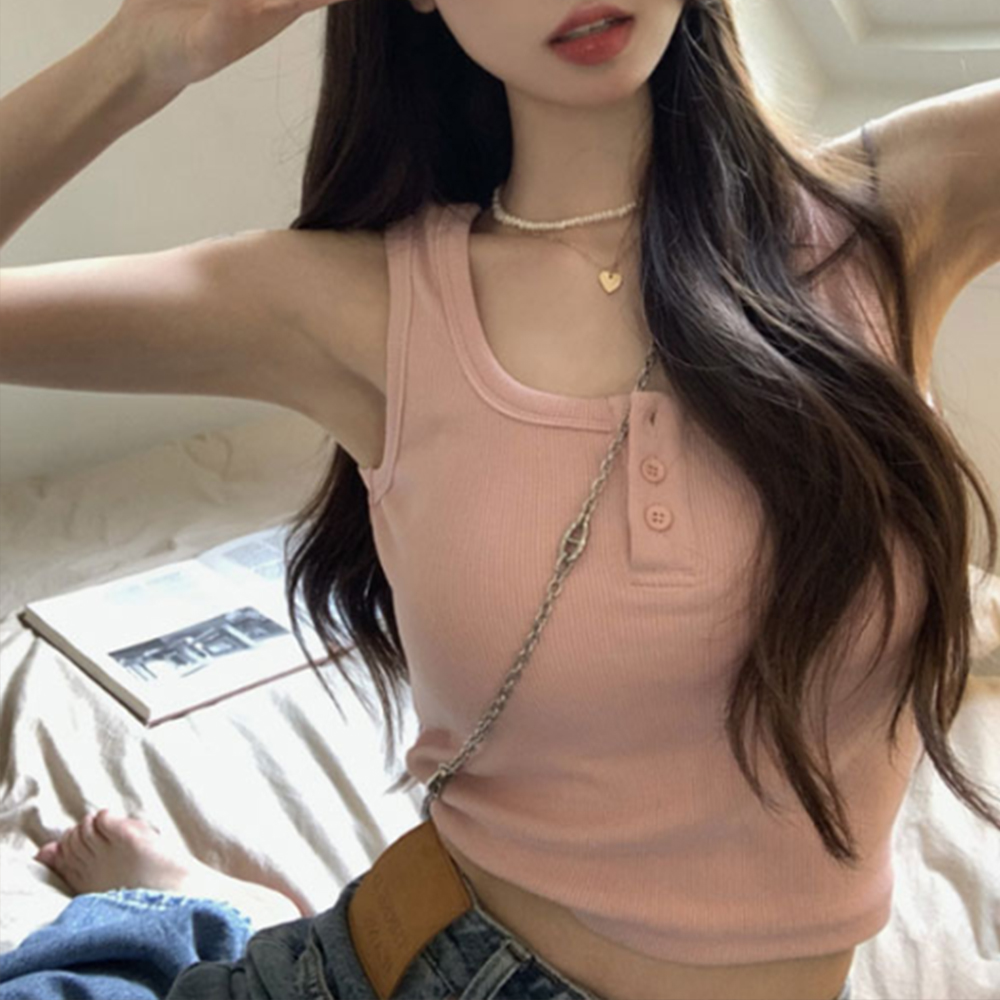 나시 티셔츠 여자 데일리 여성 티 여름 봄 가을 이너 민소매 20대 흰색 라운드넥 크롭 이미지 1