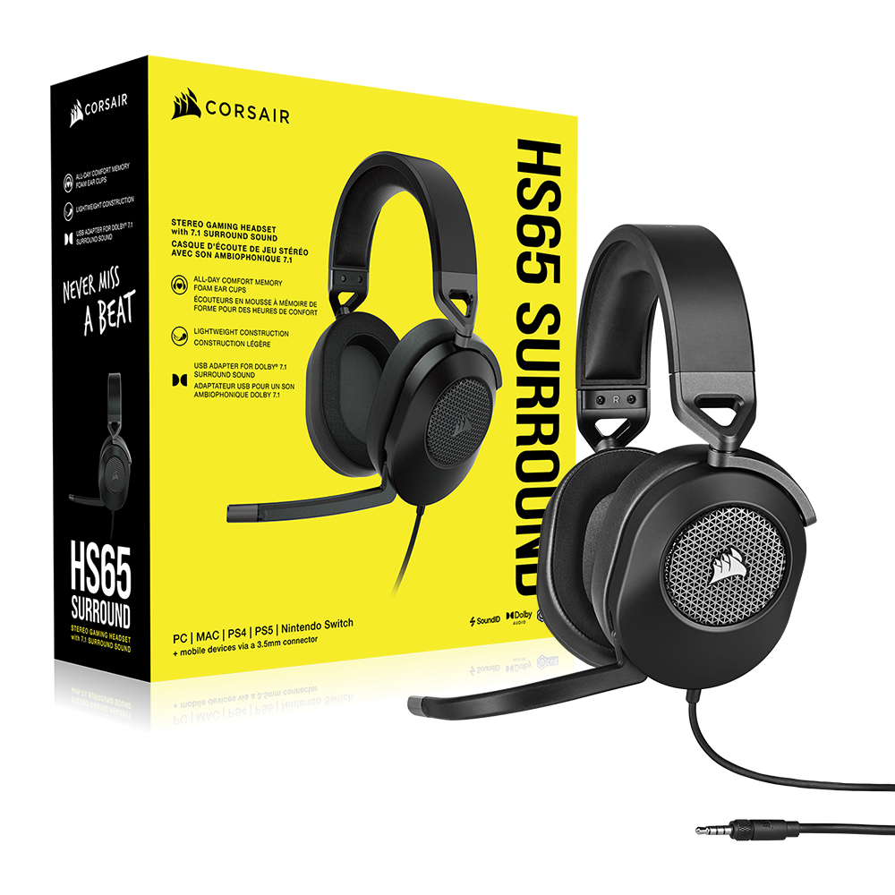 커세어 HS65 SURROUND 7.1채널 게이밍 헤드셋 블랙 - 상세 이미지 4
