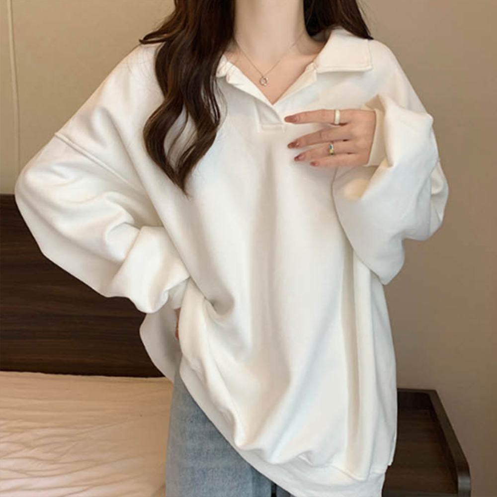 여성 티셔츠 여자 가을 봄 긴팔 겨울 여름 카라 무지 기본 오버핏 20대 데일리 귀여운 이미지