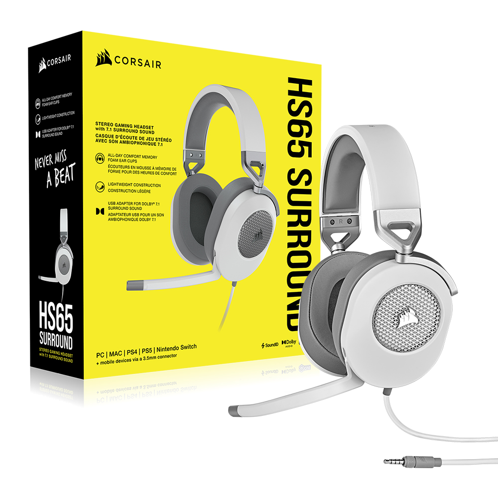커세어 HS65 SURROUND 7.1채널 게이밍 헤드셋 화이트 - 상세 이미지 4