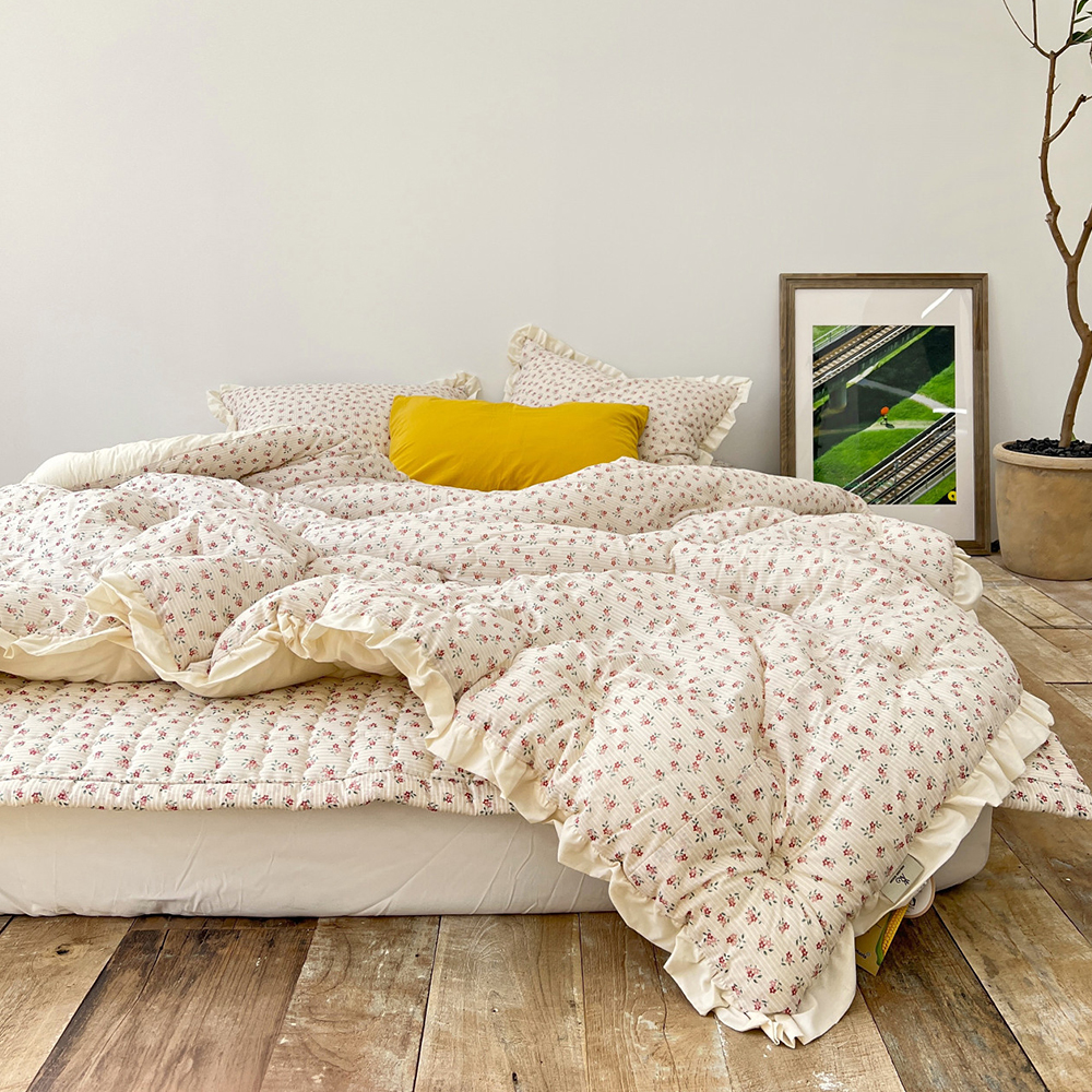 플라워 베일리 워싱 60수 아사 순면 옥수수솜 사계절 프릴 차렵 이불 S/SS
