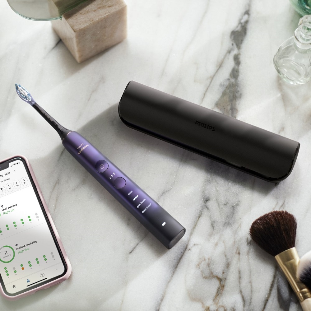 필립스 소닉케어 전동칫솔 다이아몬드클린 9000 퍼플블랙 HX9911/74+올인원 칫솔모 1P 증정 - 상세 이미지 3