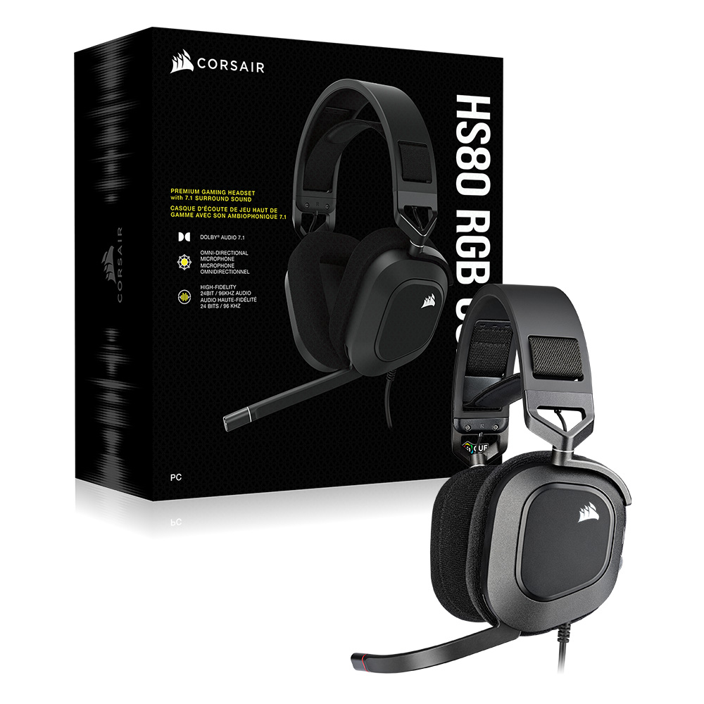 커세어 HS80 RGB USB+HS80 전용 이어패드 게이밍 헤드셋 세트 블랙 - 상세 이미지 3