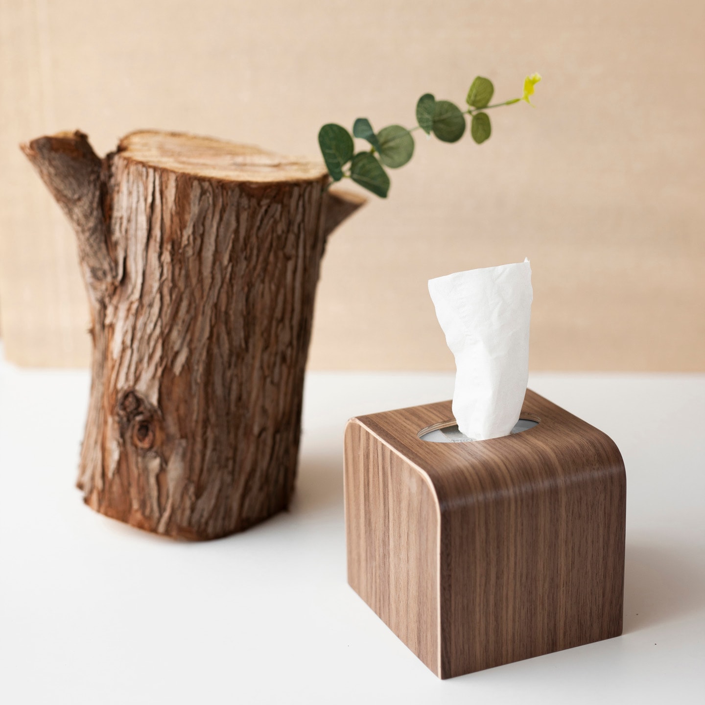 바나나공방 나무 미니 사각 티슈케이스