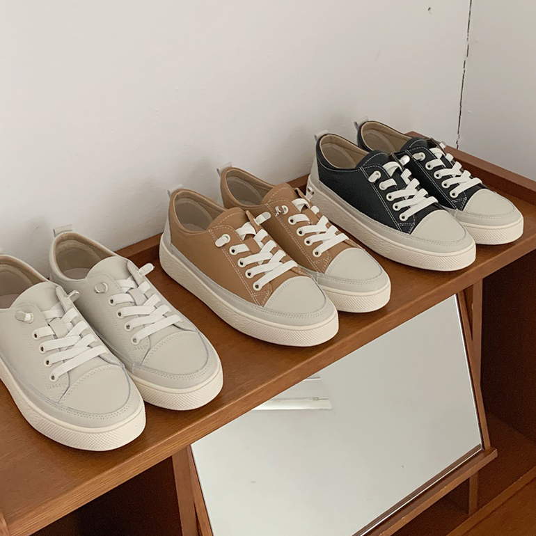 천연소가죽 통굽 키높이 여성 스니커즈 3.5cm