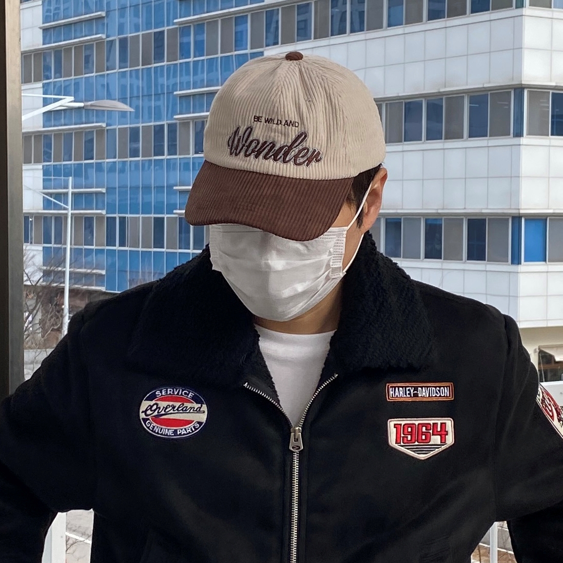 코듀로이볼캡 투톤모자 배색모자 - 상품 이미지